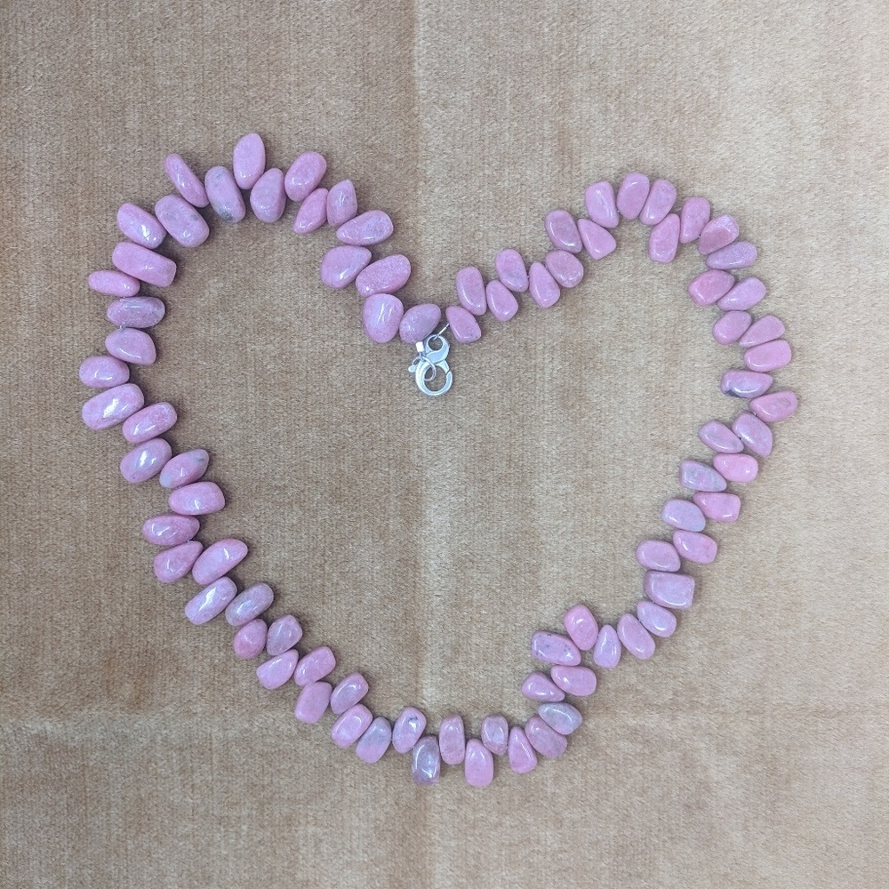 Rhodochrosite Gemstone Necklace & Sterling Silver
